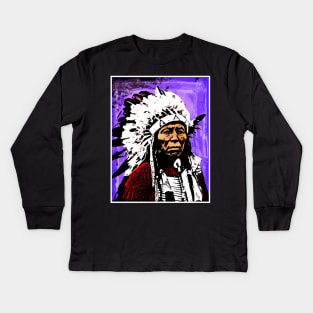 Chief Flying Hawk Kids Long Sleeve T-Shirt